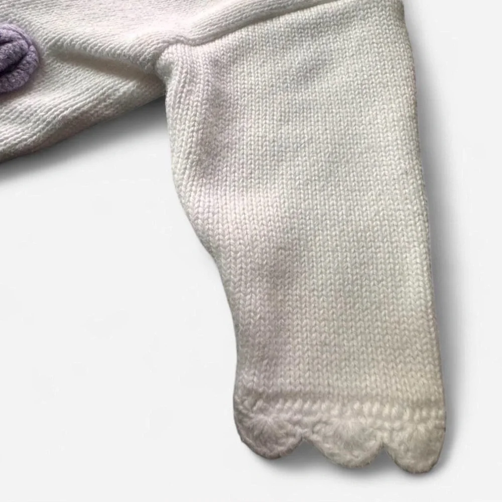 Vintage Celebrity Kids Baby Girl White Knit Cardigan Floral Embroidered 3 months - Picture 7 of 7
